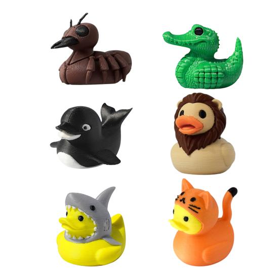3D Printed Duck Figurine Funny Tiger/Crocodile/Shark Duck Statue Collectible Duck Ornament for Bathroom Home