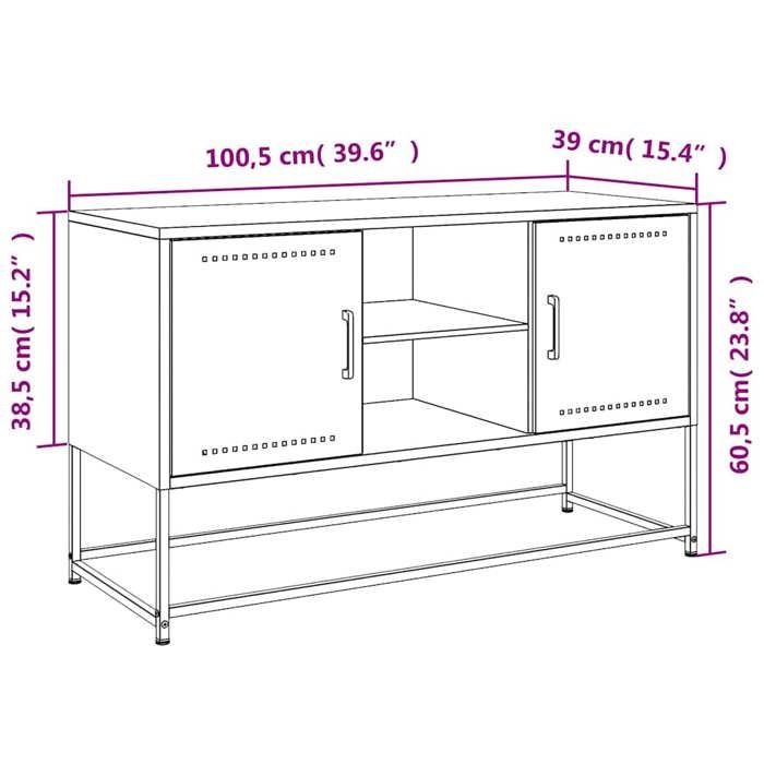 VidaXL Meuble TV jaune moutarde 100,5x39x60,5 cm acier, support TV, buffet TV, meuble multimédia, banc TV, armoire hifi, 846515