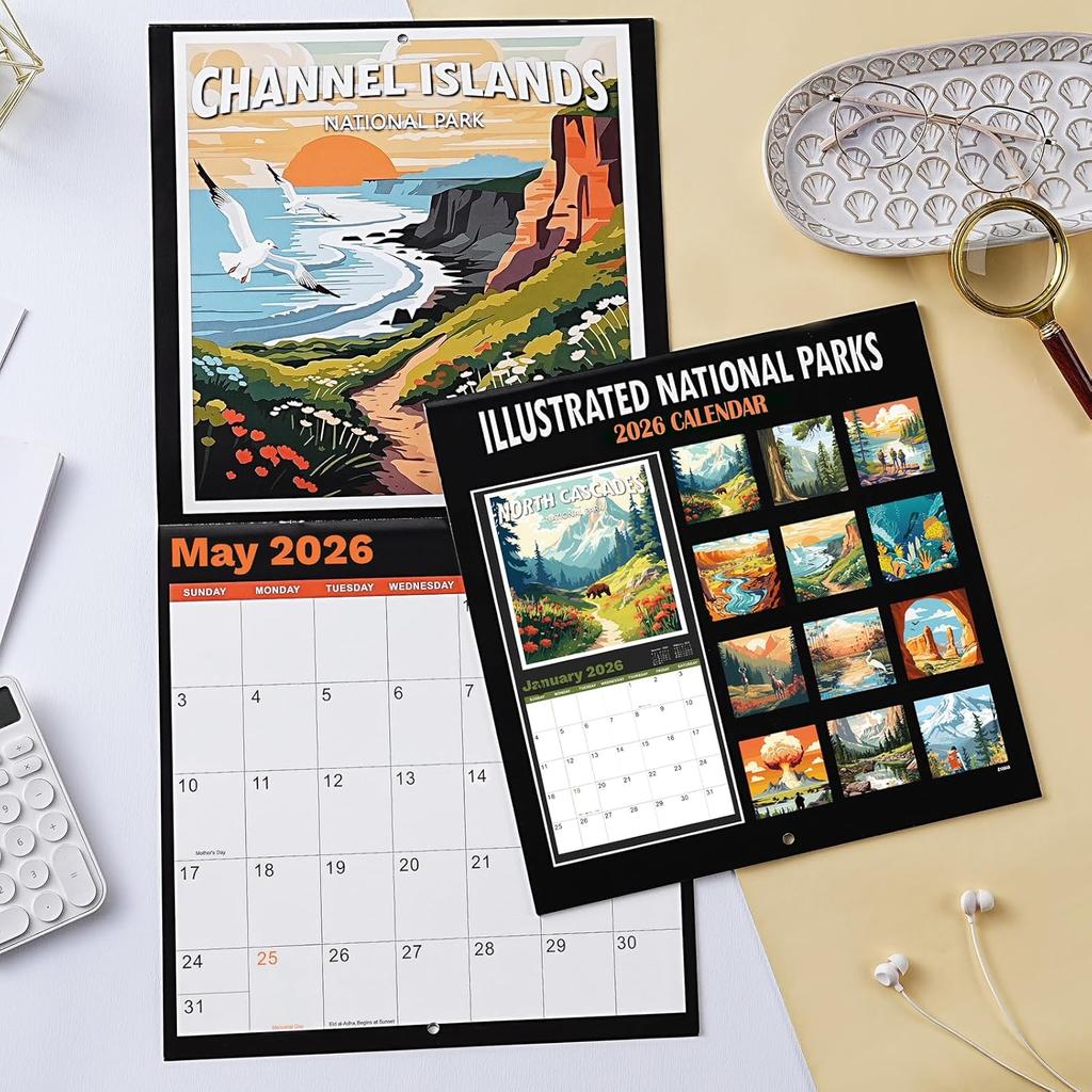 2026 Calendar - National Parks 2026 Wall Calendar, 12 Monthly Square Calendar from Jan.2026 - Dec.2026, 12" x 24" (Open), Calendars with Thick Paper