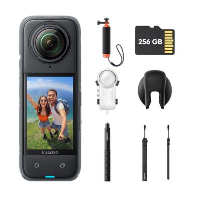 Insta360 Action 4K Impermeabile Bastone Selfie Invisibile Obiettivo Staccabile 135 Minuti di Immagine AI Continua per Interni ed Esterni Bundle Subacquea Invisibile X4-8K