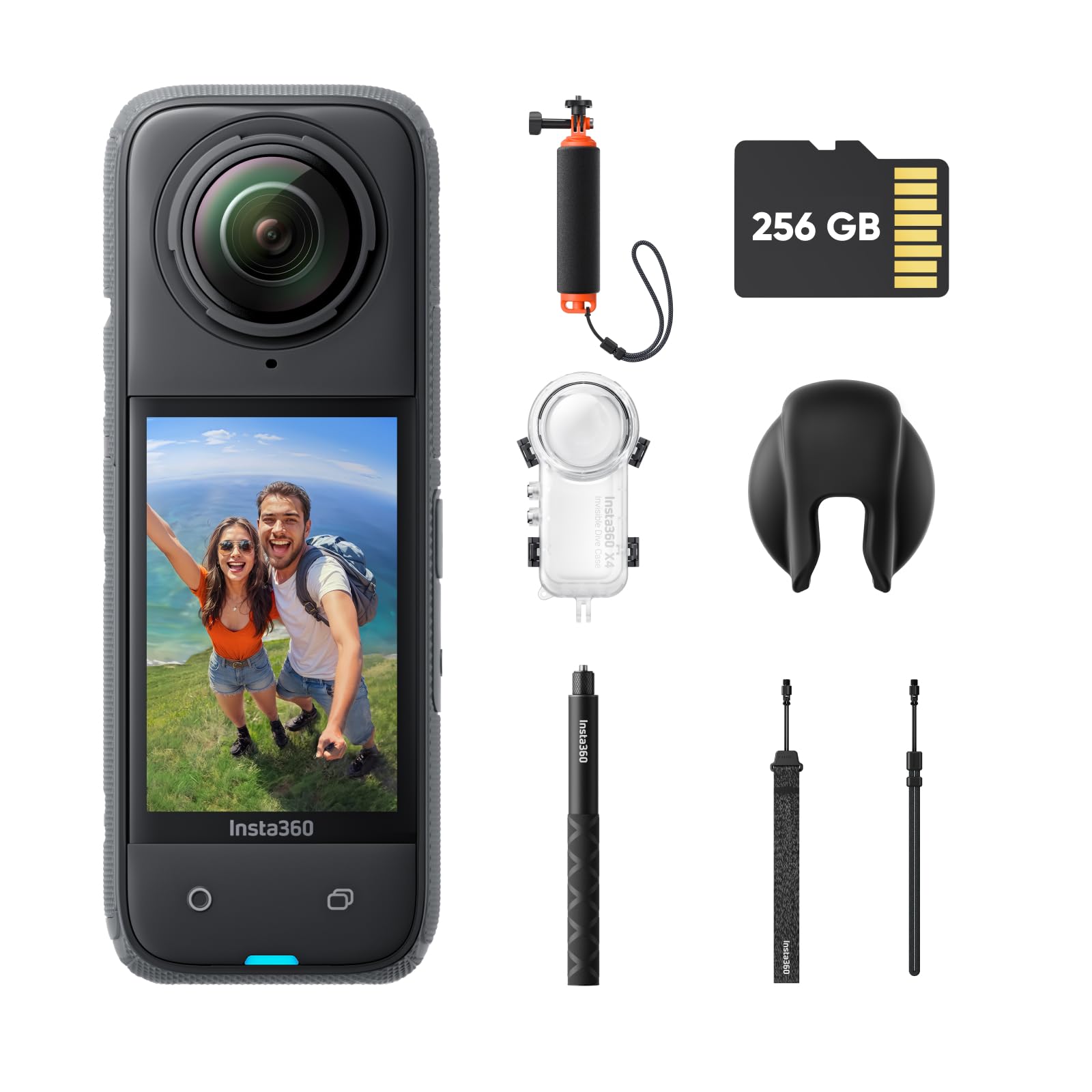 

Insta360 Waterproof Action 4K Invisible Selfie Stick Detachable Lens 135 Minutes of Continuous AI Image for and Outdoors Invisible Diving Bundle X4-8K