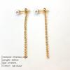 EManco Imitation Pearl Pendant Earrings Stainless Steel Cuban Chain Tassel Women's Engagement Office/Career Minimalist Jewelry