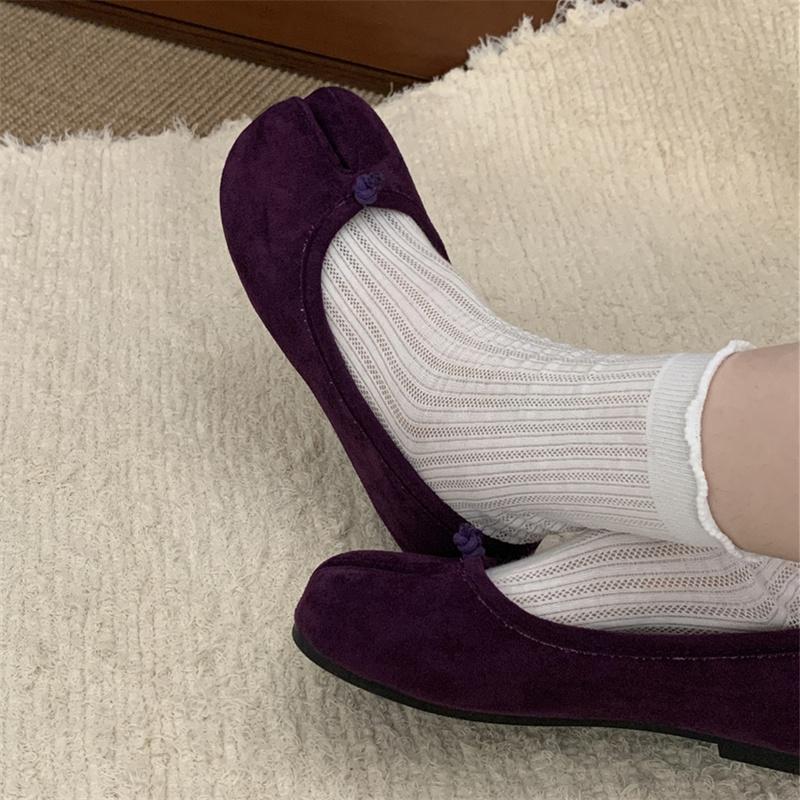 IPPEUM Velvet Mary Jane Shoes 2025 New Ballerinas Shoes Mujer Split Toe Ballet Flats