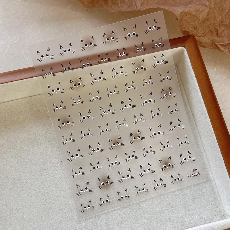 Söta Katt Nagelstickers Härlig Katt Nagel Slider Kawaii Katt Koreansk Stil 5D Dekaler DIY Manikyr Dekorationer