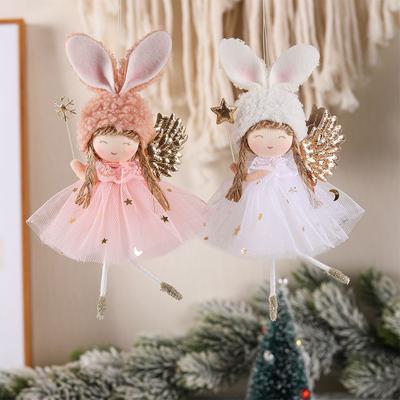 2pcs Christmas Angel Doll Decoration Cute Plush Angel Girl Xmas Tree Hanging Ornaments New Year 2024 Home Decor Kids Gifts