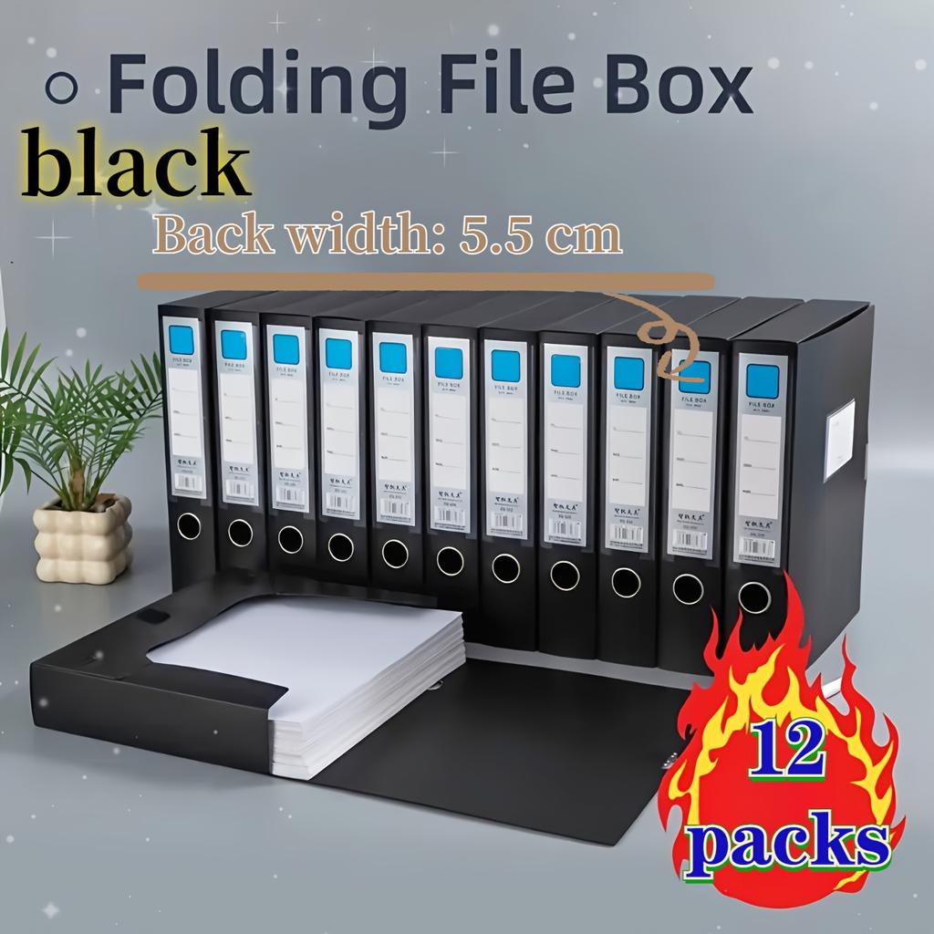 12pcs Foldable PP File Classification Box for A4 Size - Thickened 2.17inch Storage Box for Personnel And Financial Documents