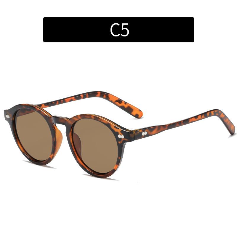 New fashionable retro rice nail round frame sunglasses, personalized street shot men's and women's sunglasses trendy sunglasses