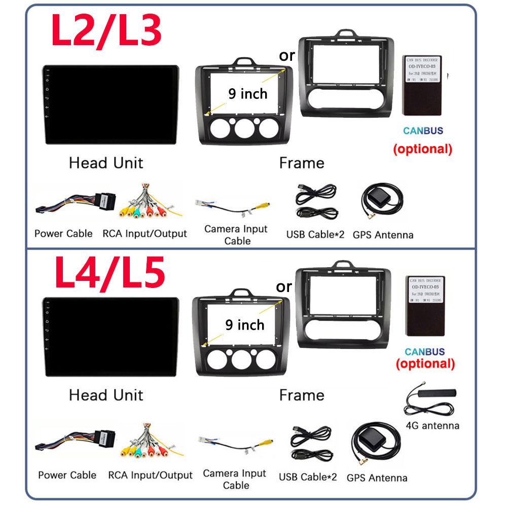 9" 2 Din 4G+WiFi Car Radio for Ford Focus Exi MT Mk2 MK3 2004-2011 Multimedia Player Android 13 GPS Navigation Head Unit