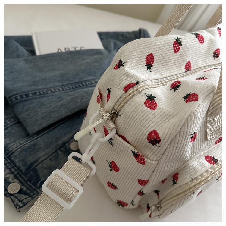 2025 Autumn Women's Retro Corduroy Strawberry Crossbody Bag