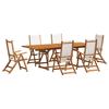 7 Piece Outdoor Dining Set Solid Acacia Wood Table and Textilene Chairs
