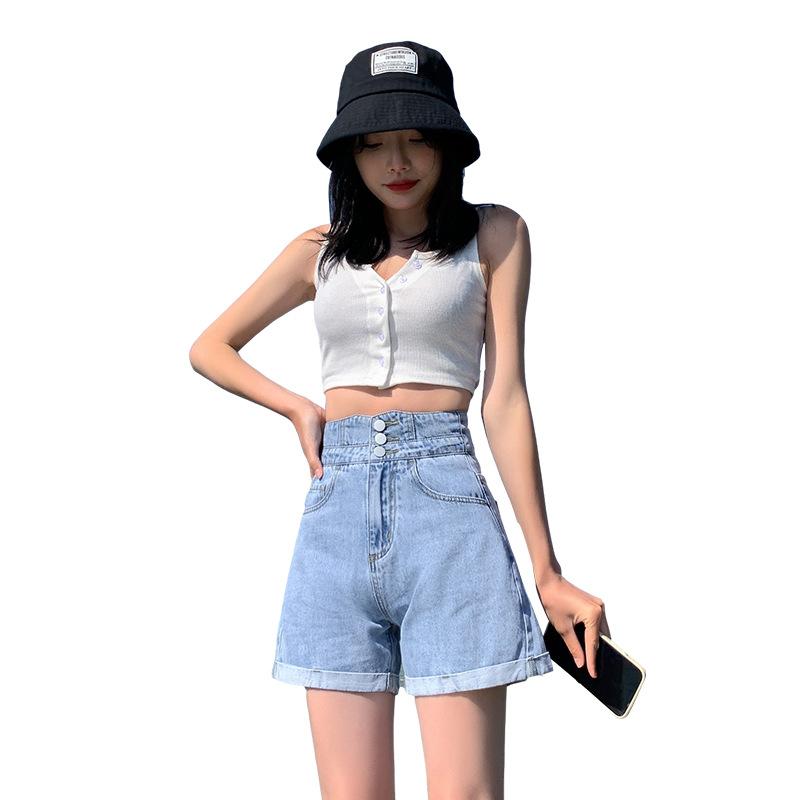 

Женские джинсовые шорты с высокой талией, летние свободные широкие женские шорты, брюки