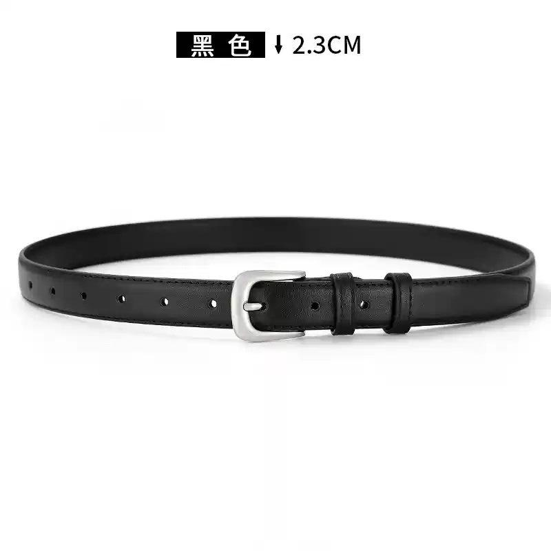 

Ремень Женский Кожаный Декоративный Ремень Дизайнерский Нишевый Черный Аксессуар Тонкий Ремень из Натуральной Коровьей Кожи чёрный