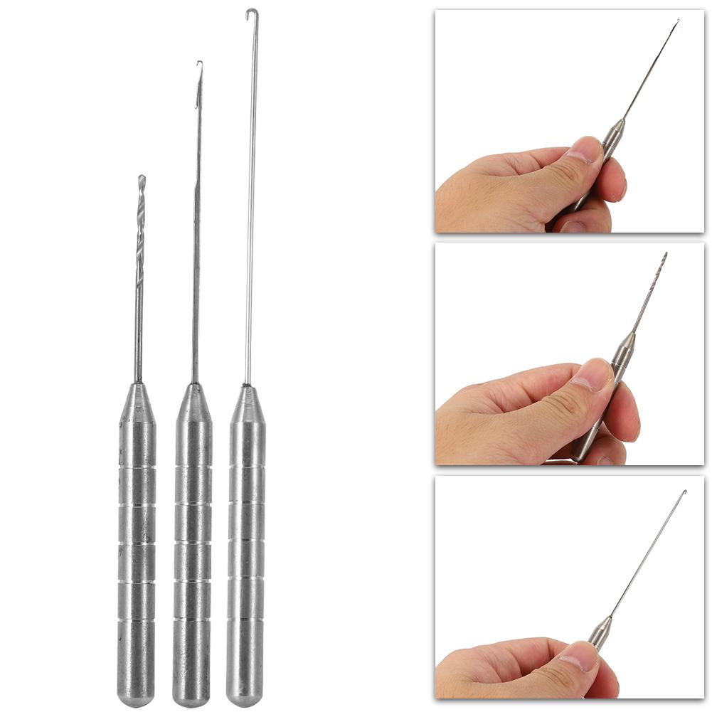 3pcs Stainless Steel Fishing Bait Stringer Drill Needle Portable AntiRust Fishing Tool