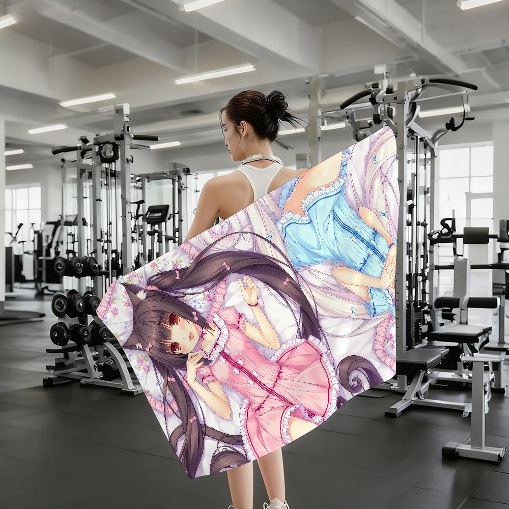Anime Nekopara Kawaii Towel Quick Drying Beach Towels Are Suitable For Swimming Pools Camping Yoga And The Gym