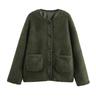 Women'S Leopard Print Casual Loose Long Sleeve Lamb Fleece Jacket