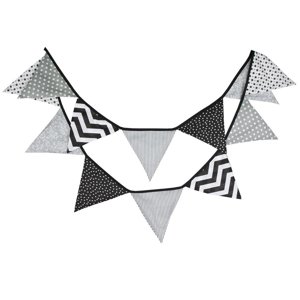 Black White Party Triangle Banner For Nursery Photos And Celebration Settings