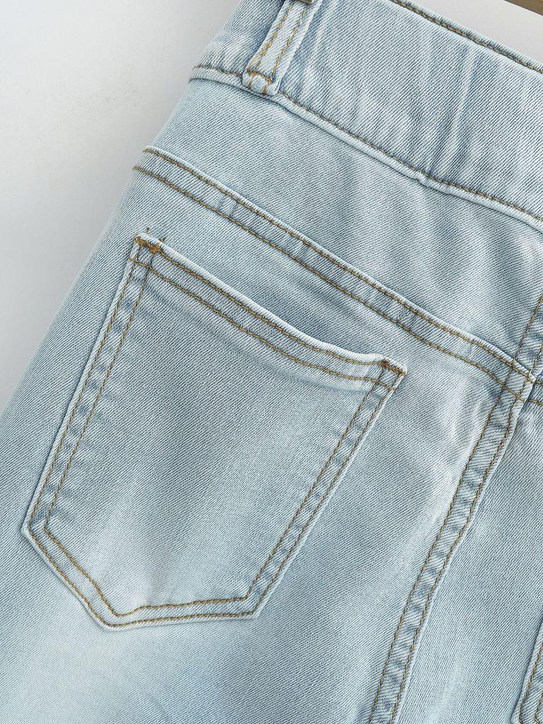 Damen 2024 High Waist Stretch Jeans mit Hüftpads - Doppelt geknöpftes Schlaghosen-Design