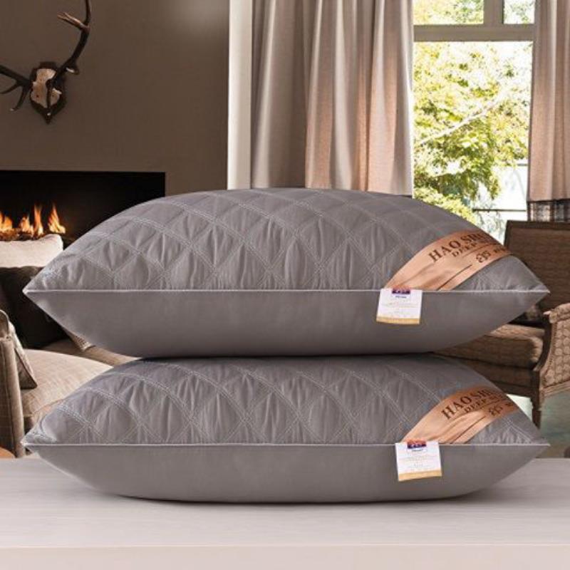 Cotton Pillow Bedroom Bed Sleep Cervical Pillow Middle-high Pillow Core Frosted Thickened Machine Wash Quilt Cover White