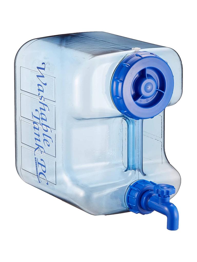 Iwatani Material Washable Tank Polycarbonate 12L with Faucet Type Semi-transparent (Natural)