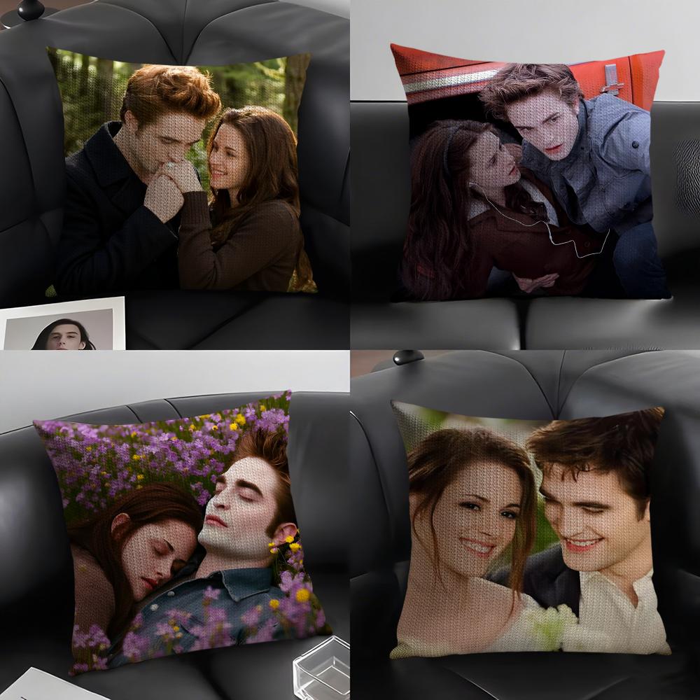 TTwilight Film Kissenbezug Natürlicher Leinen Bio-Stoff Doppelseitiger Druck Sofa Heimdekoration Geschenk Kissenhülle