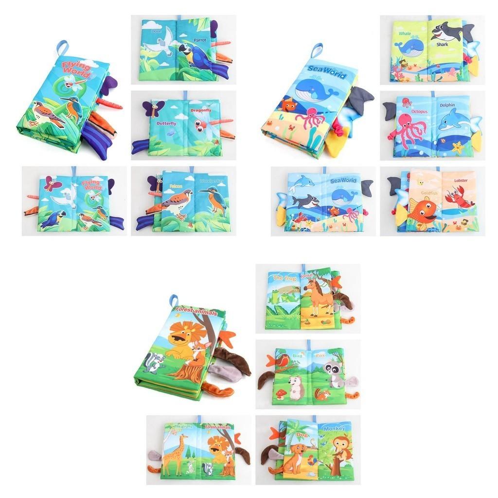 Ocean Animals Tail Cloth Book English Baby Early Education Tearable Sound Paper