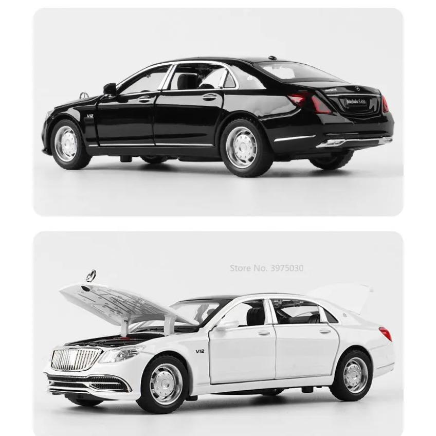 1/32 Benz Maybach S650 Model auta Slitina na hračky litá Limuzína Simulace Vozidla Zvuk Lehká Gumová pneumatika Hračky Dárky k narozeninám pro chlapce