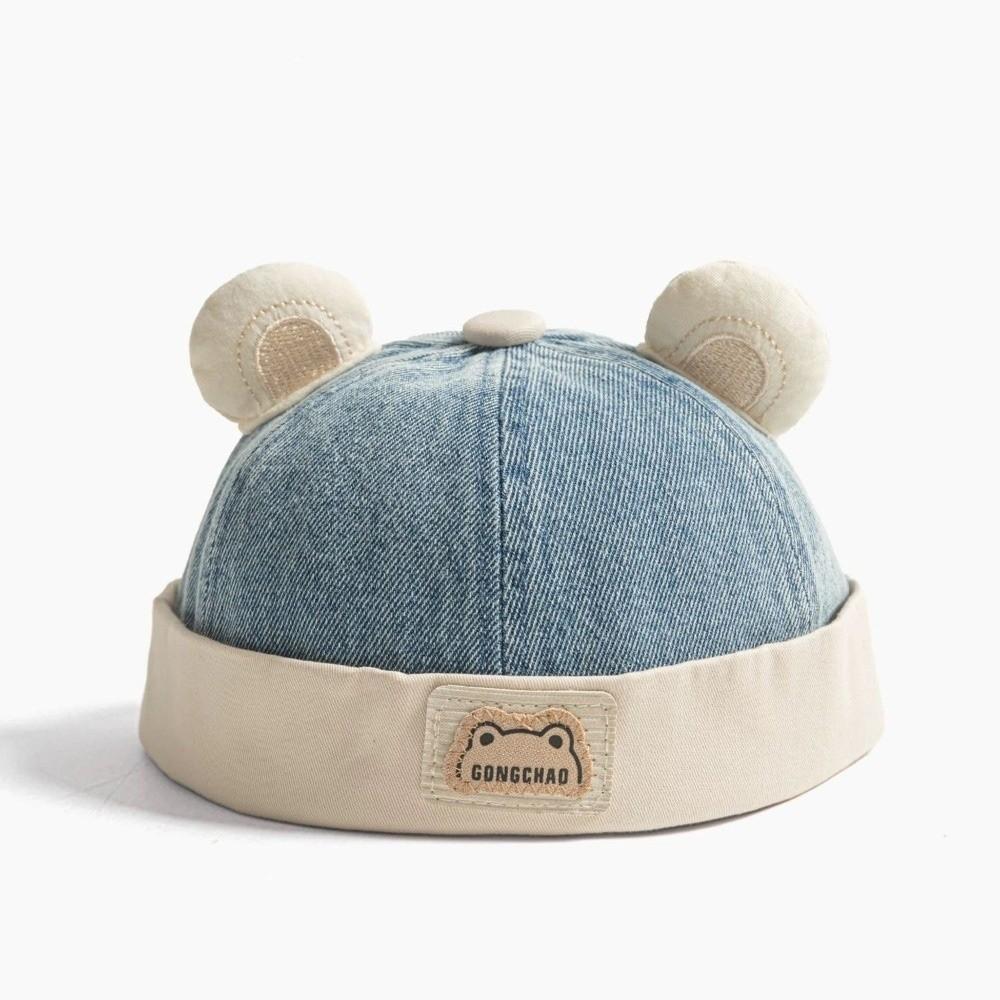 Denim Material Denim Brimless Cap Cute Bear Ears Unisex Toddler Hat Bear Ears Beanie Outdoor Wear