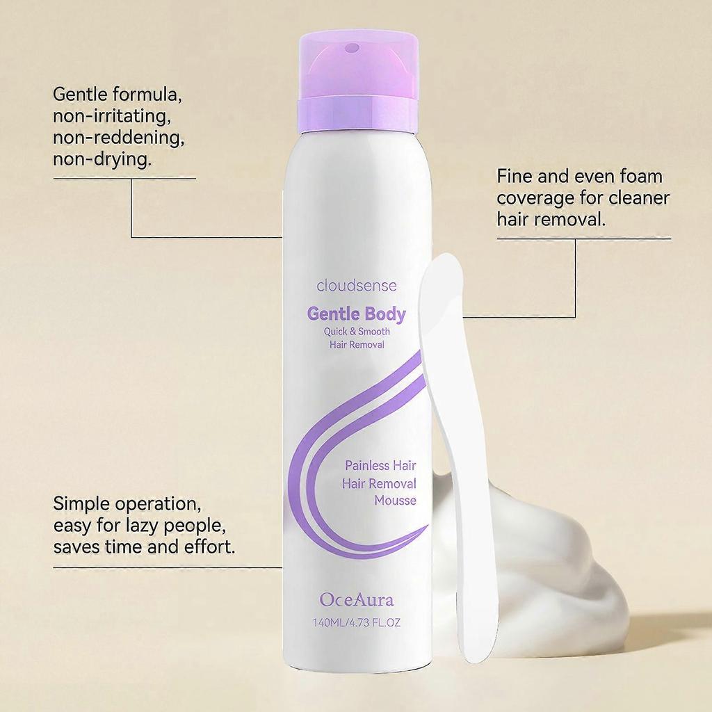 Haarentfernungscreme für empfindliche Haut, schnell wirkend, mit Aloe & Hyaluronsäure, Spray, sanfte Körperhaarentfernung, schmerzfreies Haarentfernungsmousse