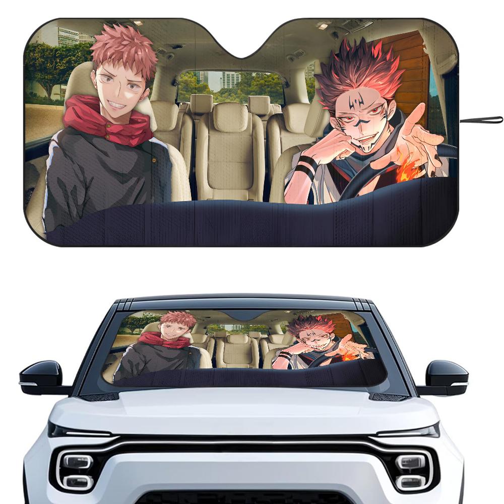 J-Jujutsu Kaisen Anime Car SunShade Windshield Foldable Three-layer Insulation Sunshade By Suction Cup Blocks UV Rays Sun