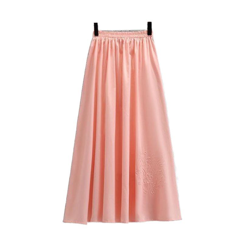 Modern Chinese Tang Suit Hanfu Tea Set: Seven-Sleeve Embroidered Skirt Outfit for Summer