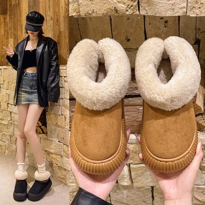 Fashion Women's Faux Fur Winter Boots Anti-Slip Plush Snow Boots Women's Thick Sole Warm Cotton Shoes Thick Sole