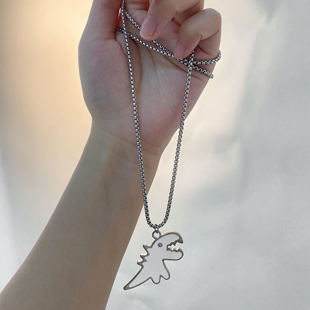 Dinosaur Pendant White Black Clavicle Chains Korean Style Dinosaur Necklace Couple Necklaces