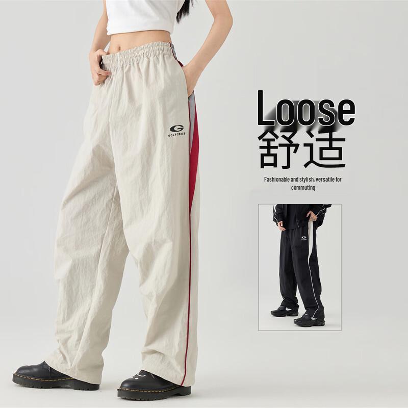 GOLFCROSS Брюки кэжуал с вышивкой букв и цветными блоками M