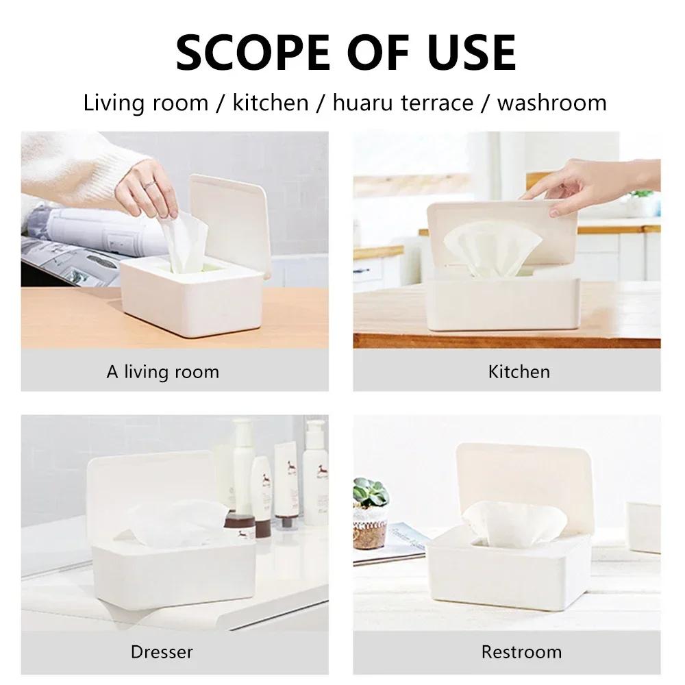 1pc Dustproof Wet Tissue Box with Lid Baby Nappy Wet Tissue Storage Holder Dispenser for Home Office Paper Tissue Storage Box