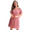Womens Plus Size Ice Silk Sleep Dress Lightweight V-Neck Short Sleeve Nightgown Home Comfort