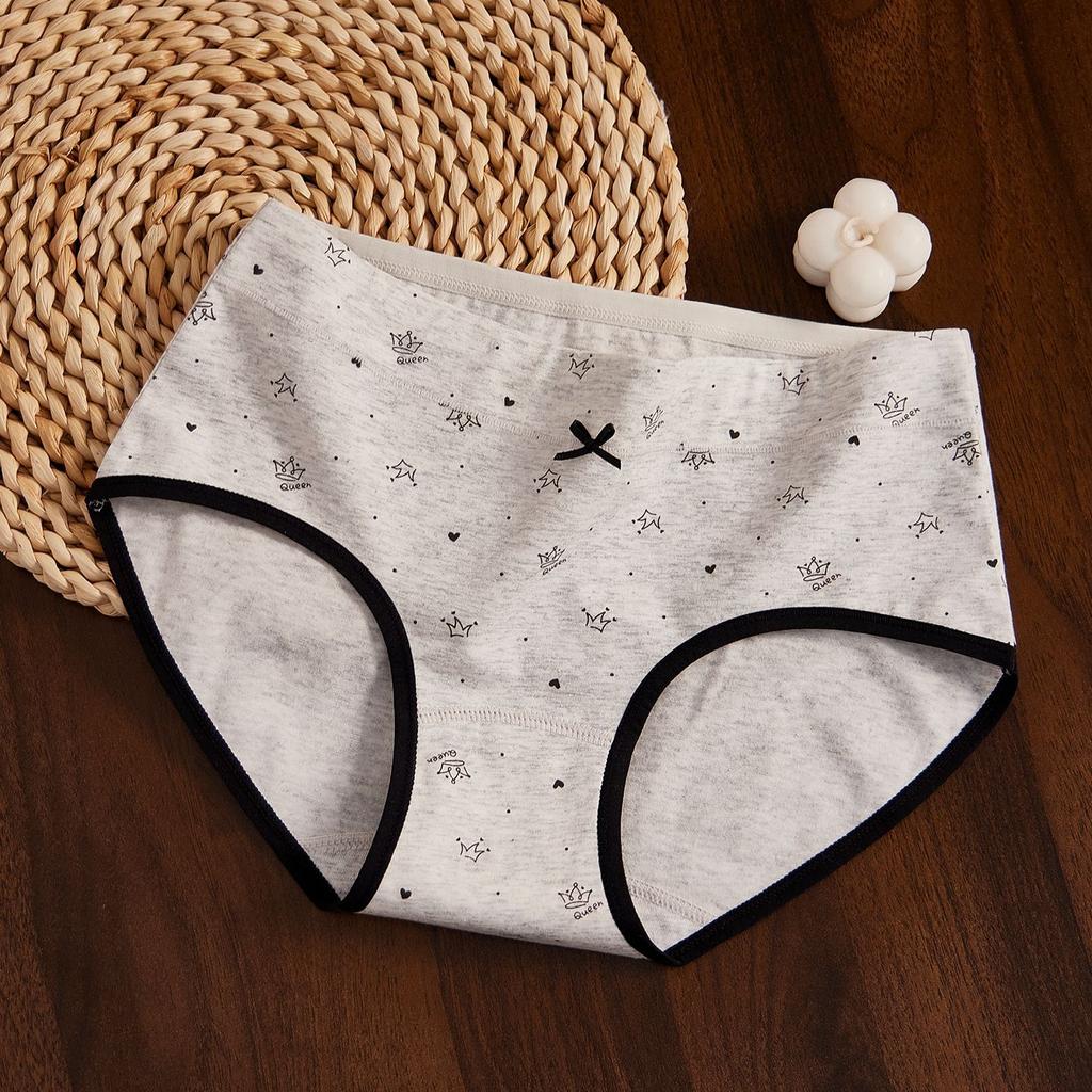 Women S Cotton Mid Waist Floral Antibacterial Underwear Full Cotton Long Crotch Daily Use