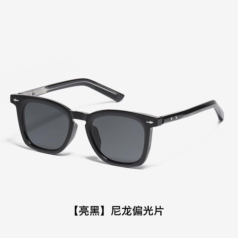 Influencer-style sunglasses for men, trendy nylon polarized sunglasses for women, high-end UV protection for driving GM Glasses 28032-【Bright Black】N