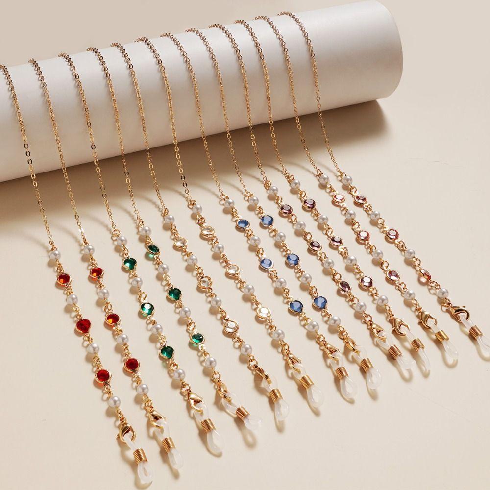 1PC Alloy Eyeglasses Chain Pearl Beaded Sunglasses Lanyard New Glasses Neck Cord Office Use