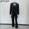 BITCED Knitted Three-piece Summer Women's Coat, Vest and Trousers Set