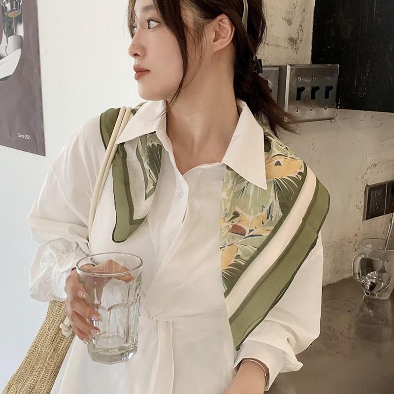 Eșarfă mică pătrată retro de țară, eșarfă artistică franțuzească din bumbac și in, eșarfă de cap pentru femei de primăvară și toamnă, vară, pentru umbră și protecție solară