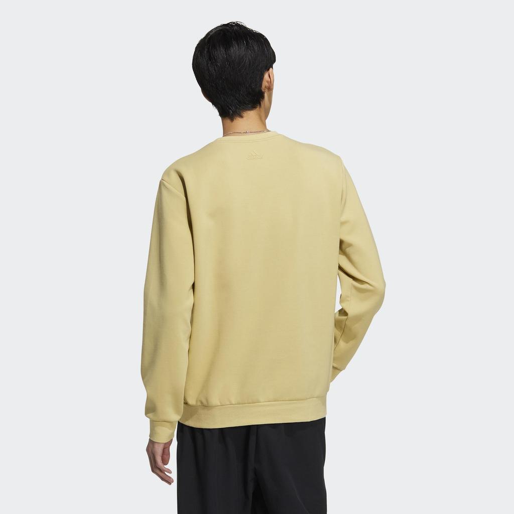 Adidas Large Logo Print Crew Neck Sweatshirt Men Tops Yellow HY5840