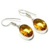 Citrine Topaz Oval Shape Gemstone Earrings Handmade Antique Design Jewelry 1.20"