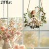 Enchanted Rose Fairy Swing Wall Decor Suncatcher, Acrylic Hanging, Stained Glass Style Window Decor for Farmhouse Garden and Yard, Perfect for Hom 
