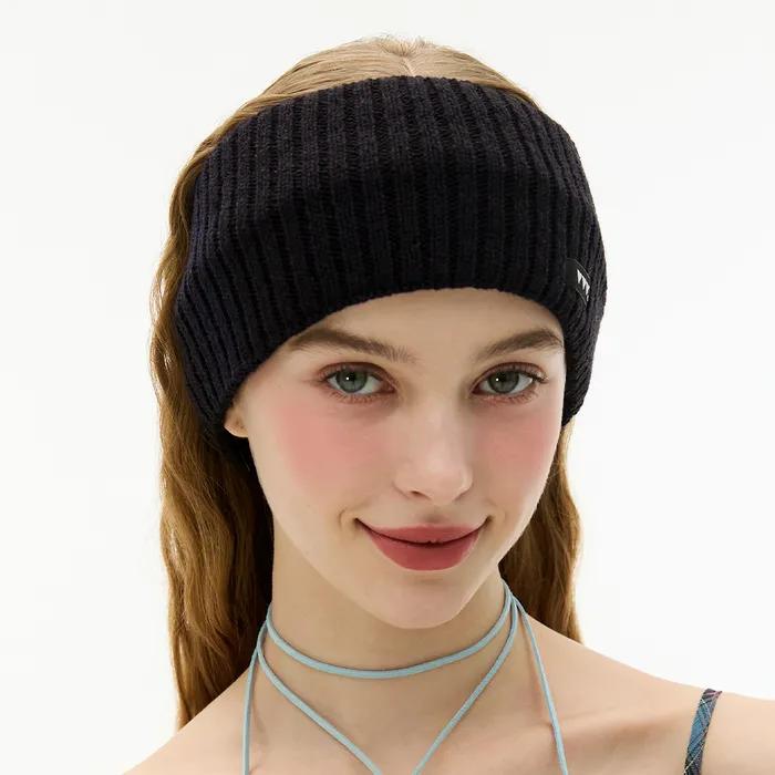 Basic Knit Logo Hairband _ Black
