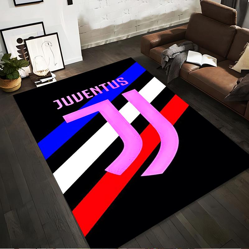 "Juventus Logo with Bold Striped Design Non-slip rug suitable for living room and bedroom sofas"