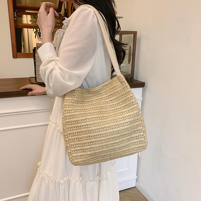 Strohtasche Schultertasche Damen Tragetasche
