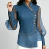 Spring New Fashion and Thin Side Buckle Splicing Women's Denim Top