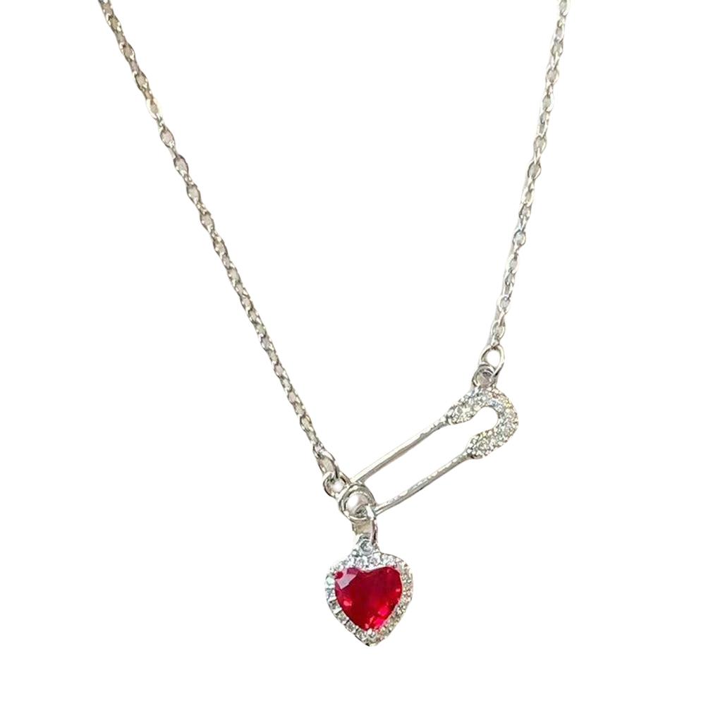 Safety Pin Clip Love Pendant Necklace For Women Hollow Jewelry Chains Choker Tassel Women's Nec S2G0