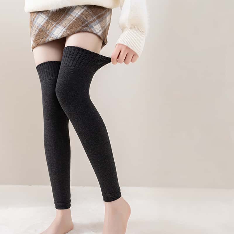 Lolita Girls Loose Leg Warmers Thigh High Black Stockings Over Knee Warm Thick Long Boot Socks for Women Autumn Winter Fashion