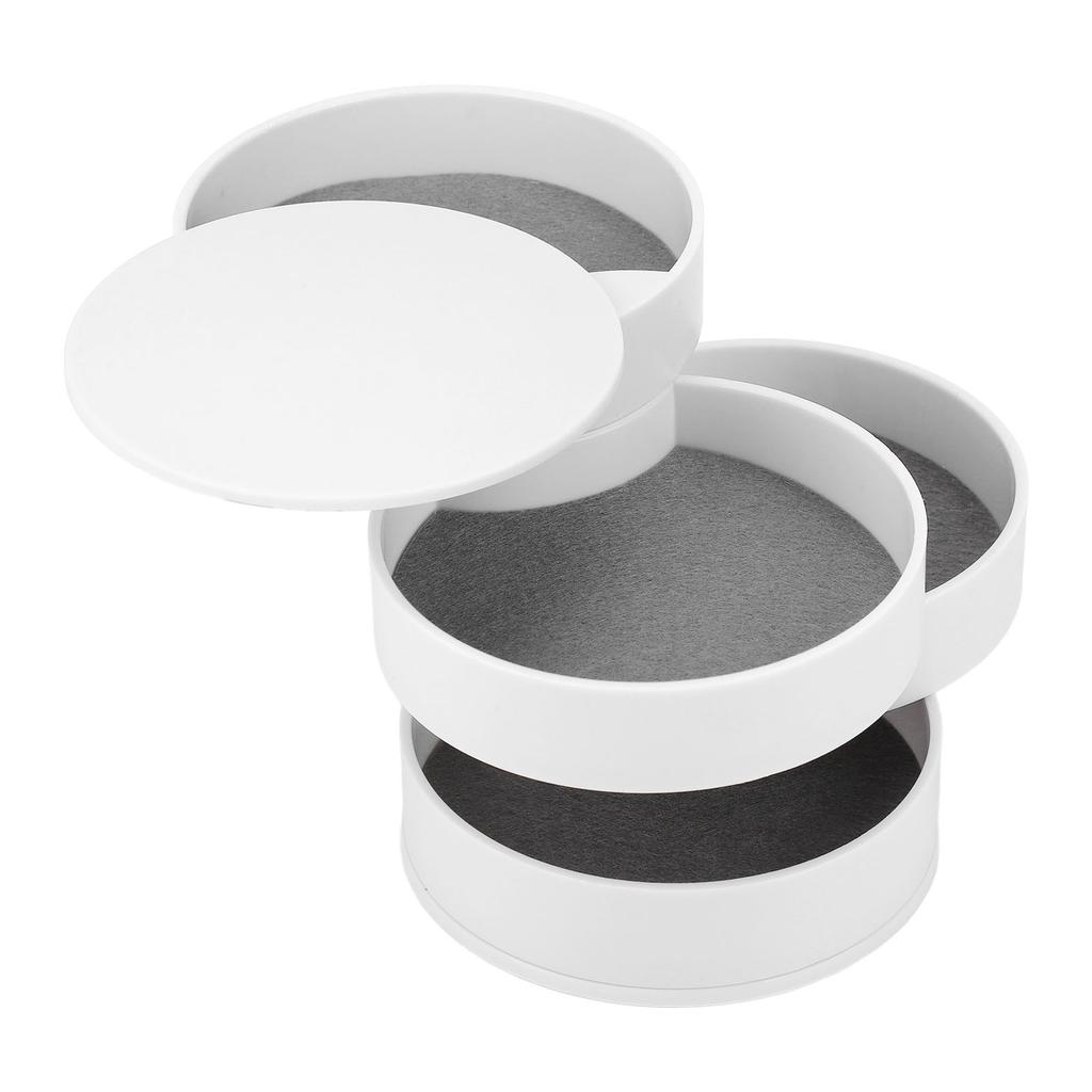 Rotatable Jewelry Organizer 4 Layers 360 Degree Rotation Dustproof Round Jewelry Box with Lid for